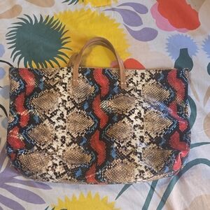 Clare V. Multicolor Snakeskin Pattern Tote Bag